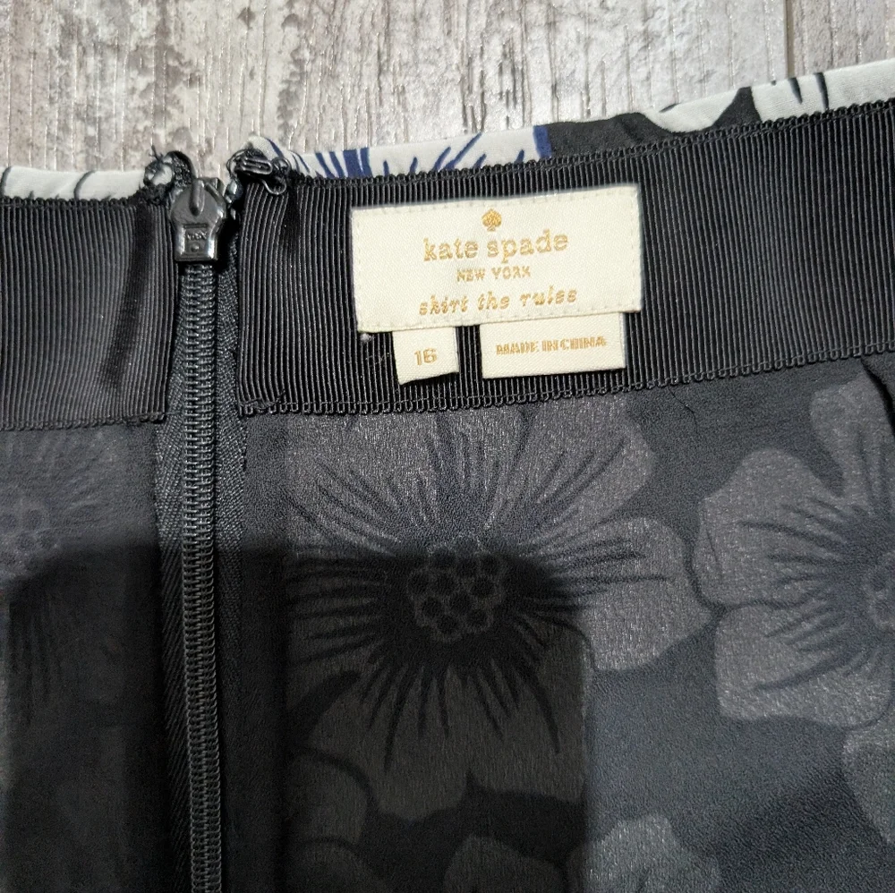Kate Spade Black and White Floral‎ Skater Skirt